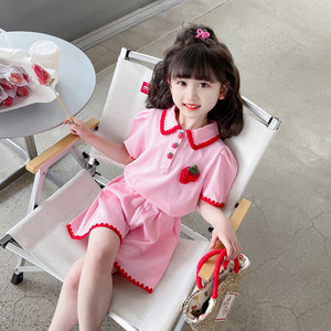 韩国女宝宝夏装运动套装洋气可爱儿童衣服三4到5岁女童短袖两件套