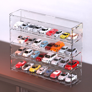 透明 汽车收纳盒1：64风火轮多美卡小汽车模型跑车实木多格展示架