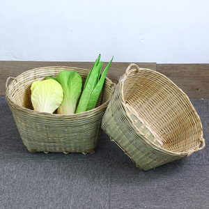 竹编双提手箩筐鸡蛋篮蔬菜箩大容量水果篮沥水篮竹篓竹子制品竹筐