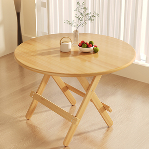 实木可折叠桌家用小户型圆桌宿舍简易吃饭餐桌长方形摆摊桌小桌子