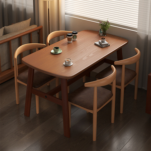 餐桌家用小户型仿实木轻奢一桌四椅长方形饭桌子出租房用商用桌椅