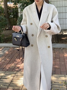 双面羊绒大衣女中长款23年新款韩版宽松简约气质通勤长袖毛呢外套