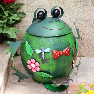 铁艺垃圾桶户外花园阳台青蛙卡通动物装饰摆件客厅儿童卧室垃圾桶
