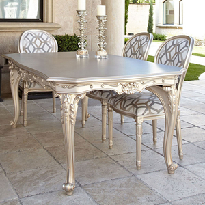 欧式轻奢实木雕花餐桌餐椅组合法式北欧风格浪漫新古典长方形餐台