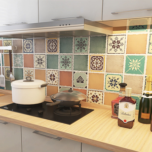 厨房防油贴纸墙体用瓷砖装饰贴自粘卫生间防水贴画欧式耐高温墙贴