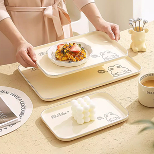 托盘长方形塑料茶盘家用客厅茶杯放置盘杯子零食水果收纳餐盘大号