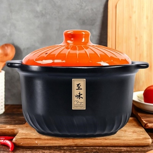 高款千叶耐热陶瓷砂锅煮粥煲汤耐高温家用大容量明火沙锅4.5L