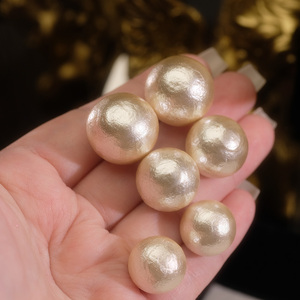 【轻奢新款】925银针chic欧美超大棉花珍珠耳钉气质香槟耳环饰品