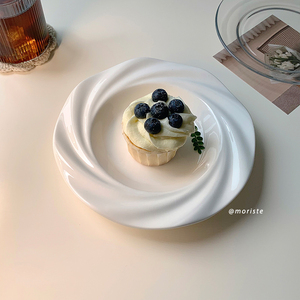 ins风简约纯白色盘子陶瓷高级感家用意面菜盘餐盘甜品糕点蛋糕盘