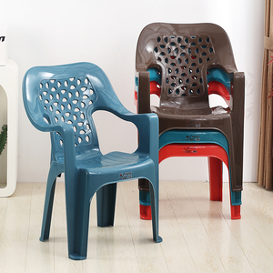 餐椅塑料靠背椅成人椅子加厚家用茶几凳防水耐用户外大排档扶手椅