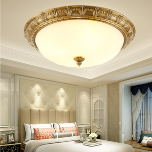 欧式全铜吸顶灯卧室复古简欧奢华家用客房led创意圆形走廊阳台灯