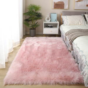 加厚仿羊毛地毯ins风卧室床边毯少女房间装饰布置长毛绒纯色地垫