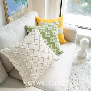 小清新绿色毛巾绣抱枕套软花朵雏菊宿沙发靠枕腰枕飘窗床上靠垫