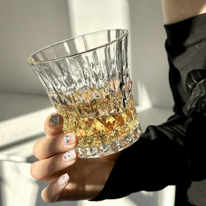 ins网红餐厅钻石玻璃杯气泡水杯果汁杯牛奶杯冷饮咖啡杯威士忌杯