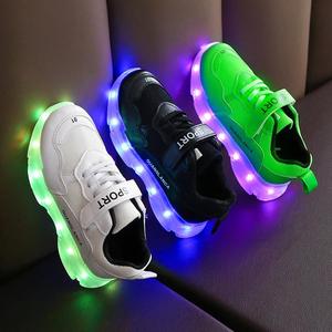 回力厂家直销外贸新款LED发光鞋USB充电带灯鞋夜光童鞋男童女童美