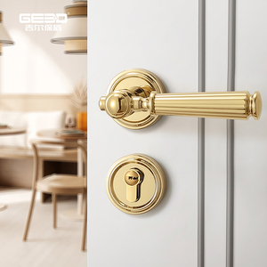 吉尔保盾法式门锁室内卧室门把手分体房门锁磁吸静音复古金色门锁