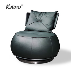 KADIO/意式现代侘寂风/360°旋转坐垫/真皮休闲椅单椅/头层牛皮