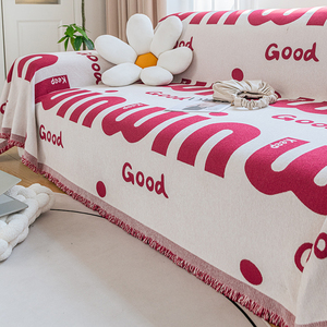 雪尼尔沙发盖布全盖四季通用草莓熊色一片式防滑坐垫全包万能盖毯