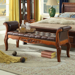卧室床前凳床尾榻欧式沙发凳美式轻奢床边凳换鞋长条凳实木床尾凳