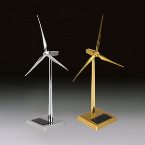 2024新款金属风电风车摆件新能源礼品伴手礼太阳能光伏板风机模型