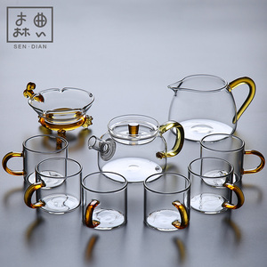 玻璃茶具功夫茶杯套装家用喝茶透明办公室会客泡茶壶客厅杯子泡茶