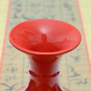 傲世景德镇陶瓷器红色花瓶工艺品客厅摆件家居办公室博古架装饰品