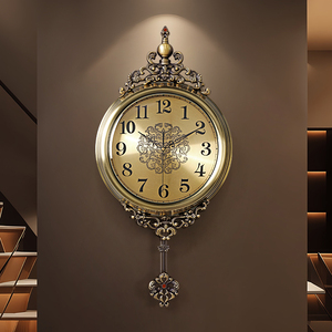 2024新款欧式挂钟客厅家用复古钟表挂表美式静音时尚轻奢时钟挂墙