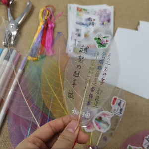 24节气叶脉干花书签diy自制材料包中国风儿童可爱天然树叶子干花塑封膜制作素材真干花标本创意学生用礼物