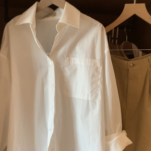 WAC403026  2024春夏季纯色衬衫宽松设计感小众白色上衣白色