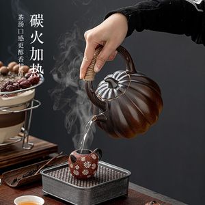 大号容量茶壶提梁南瓜壶侧把壶可炭烧明火围炉煮茶壶整套炭炉套装