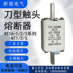 新熔NT1保险陶瓷刀型触头熔断器RT16-1/2/3NT00 160/250/630A熔芯