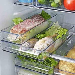 多层分隔熟食冰箱存奶收纳盒长方形双开门抽屉塑料整理盒饺子盒