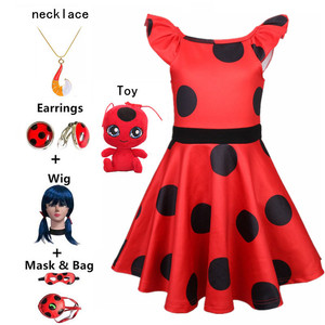 外贸童装cosplay女童裙万圣节新款red bug瓢虫雷迪少女裙子衣服