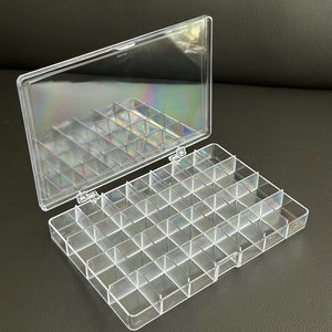 高透明28格饰品萌粒固定格收纳盒分类美甲钻石桌面整理归纳储物盒