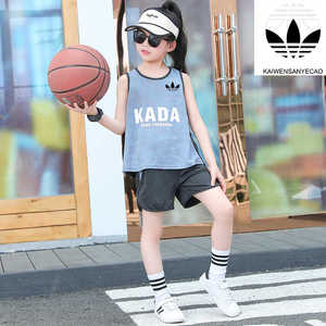 阿迪儿童篮球服男孩背心运动套装男童速干2024新款两件套夏装女童