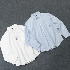 【版型0差别】长谷川日系廓形衬衫 条纹/白色长袖衬衣 宽松秋外套