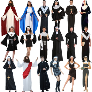 万圣复活节圣母修女表演衣服饰 成人男COS神父牧师传教士话剧装扮