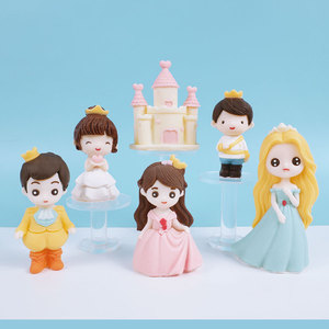 可食用网红立体卡通造型巧克力小公主小王子城堡生日蛋糕装饰配件