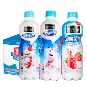 可口可乐 美汁源果粒奶优 草莓 原味 水蜜桃味450mlx15瓶整箱