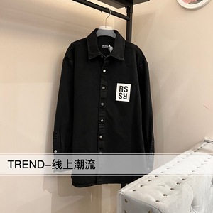 「Trend」Raf Simons 21Fw 黑色贴布牛仔衬衫夹克 男款版型/偏大