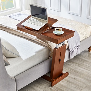 实木床边桌可移动升降折叠电脑桌卧室学习桌懒人床前桌沙发边几桌