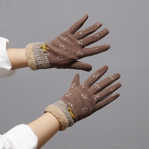 加绒加厚防寒风秋冬季骑车用触屏五指手套女韩版学生少女百搭保暖