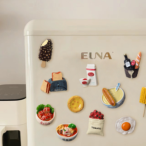 ins风3D立体仿真食物冰箱贴个性创意磁性贴多功能装饰树脂高级感