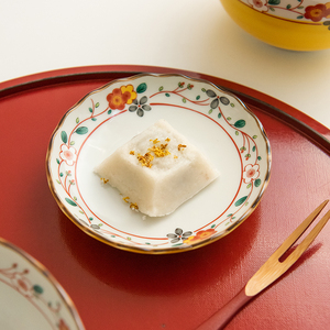 日本进口美浓烧黄彩梅花陶瓷餐具饭碗汤碗面碗蘸料碗深盘汤盘菜盘