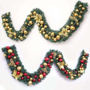 松针装饰藤条服装店圣诞节植绒米2.7m气氛彩灯松枝红色圣诞装饰品