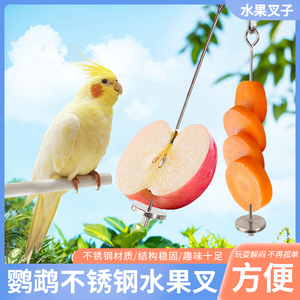 鹦鹉鸟用水果叉子不锈钢喂食器蔬菜玉米挂钩小宠喂食饲养宠物用品