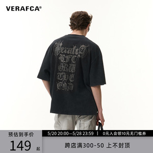 VFC/VERAF CA 拔印短袖哥特字母水洗做旧重磅t恤美式复古宽松休闲