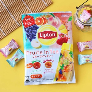 日本进口kasugai春日井联名lipton糖果果茶立顿红茶味糖立顿茶糖