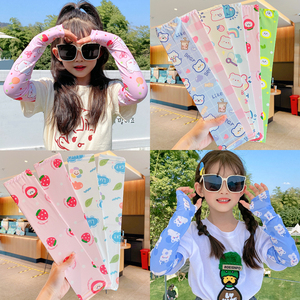 儿童防晒冰袖弹力好夏薄款宝宝透气手袖韩版可爱卡通防晒冰丝套袖