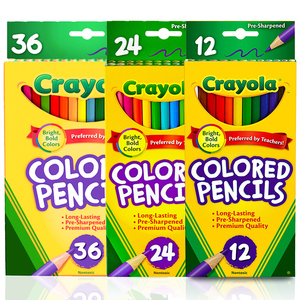 美国crayola绘儿乐彩色铅笔儿童彩铅幼儿画画工具12色24色彩色铅笔涂鸦涂色笔彩铅安全彩铅手绘彩笔学生画画